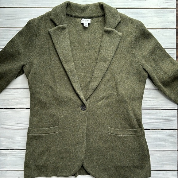 J. Crew Factory Sweater Blazer Moss Green size XXS - Picture 5 of 7